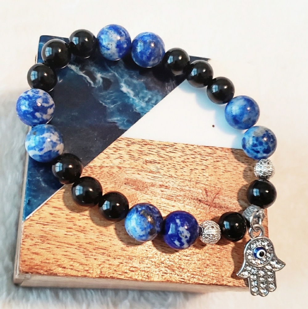 Crystal Healing Bracelet: Lapis Lazuli/Black Onyx